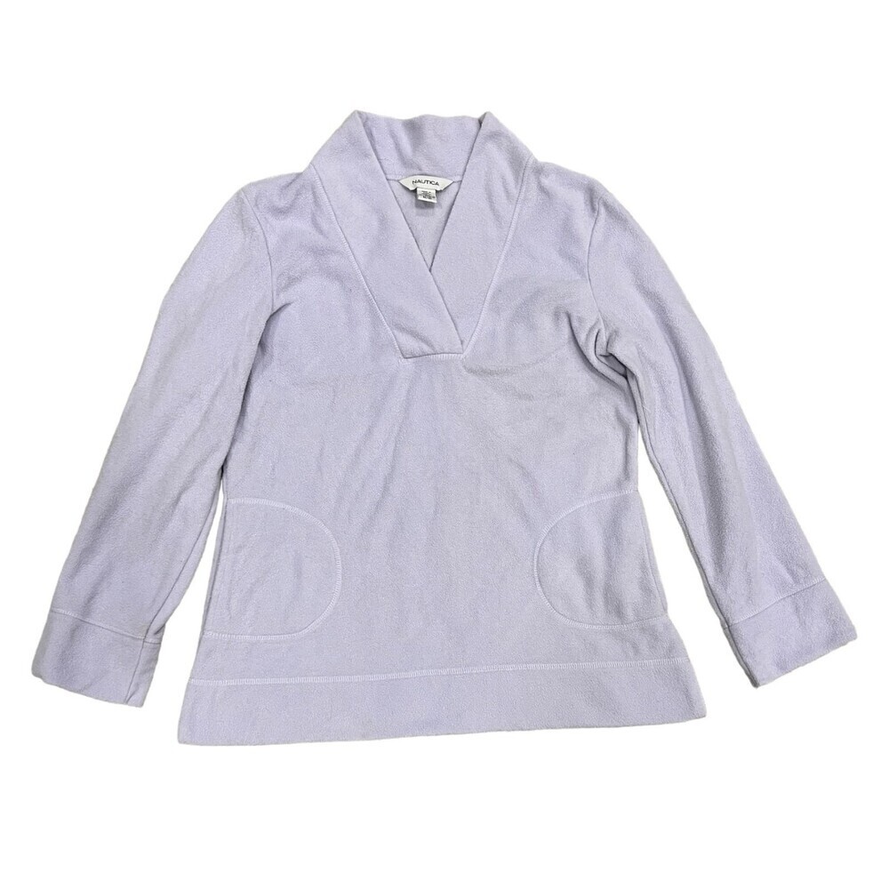 Nautica Purple Fleece V Neck Sweater M